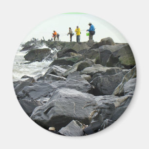 Fishing on the Jetty Barnegat Inlet Items Magnet