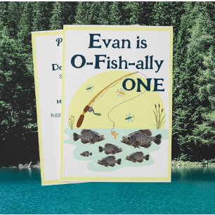 Fishing One Kid's First Birthday Crappie Fish Invitation