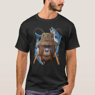Fishing Orangutan Outdoor Fisherman Animal Cute Fl T-Shirt