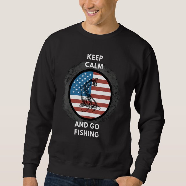 Fishing Patriotic American flag Sweatshirt (Front)