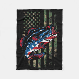 Fishing Patriotic Usa Flag Camouflage Fleece Blanket