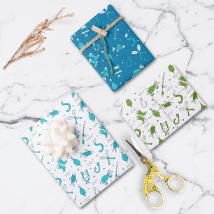 Fishing Pattern Wrapping Paper Sheet