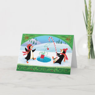 Fishing Penguin Christmas Card