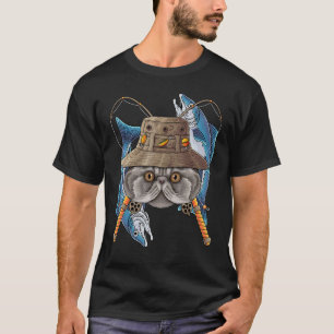 Fishing Persian Outdoor Fisherman Cat Cute Fly Fis T-Shirt