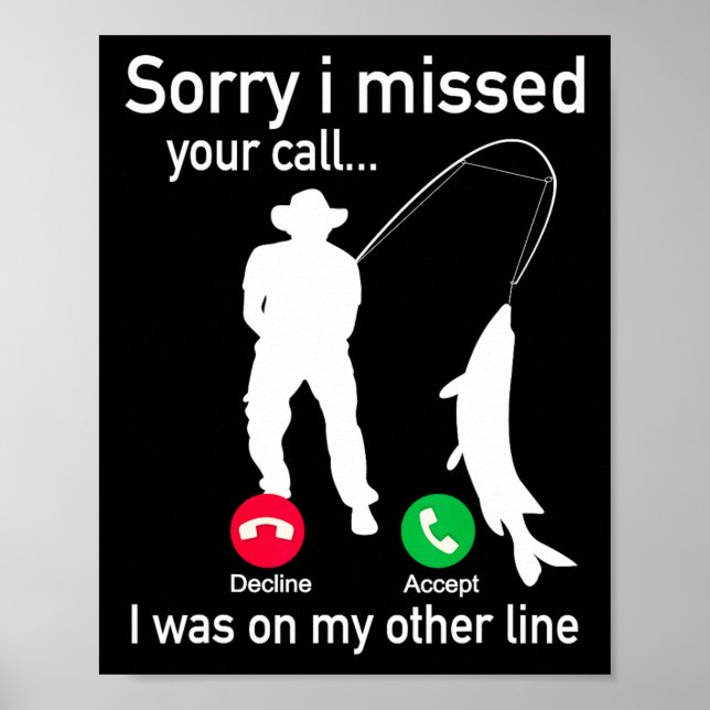 Fishing Phone Call With Fishing Line - Funny Fish  Poster (Front)