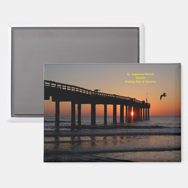 Fishing Pier at sunrise Magnet (Front/Back)