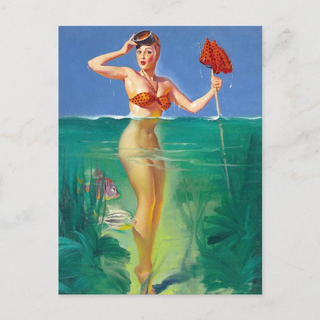Fishing Pin Up Postcard (Front)