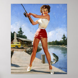 Fishing Pin Up Poster