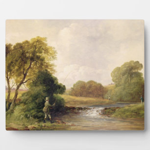 Fishing: Playing a Fish (oil on canvas) Plaque