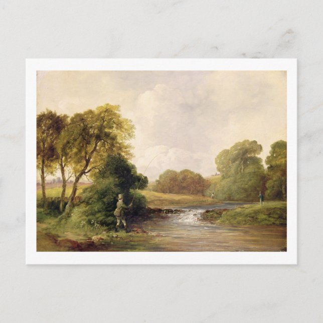 Fishing: Playing a Fish (oil on canvas) Postcard (Front)