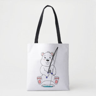 Fishing Polar Bear Tote Bag