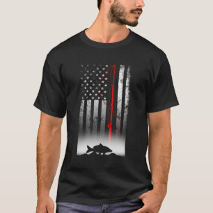 Fishing Pole American Flag Gift For Patriotic Fish T-Shirt