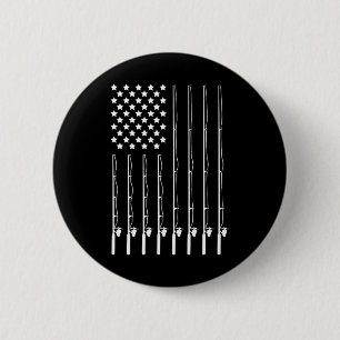 Fishing Pole American Flag Patriotic Outdoorsman 6 Cm Round Badge