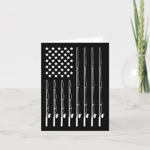Fishing Pole American Flag Patriotic Outdoorsman  Card
