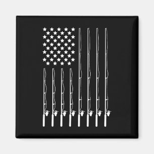 Fishing Pole American Flag Patriotic Outdoorsman Magnet
