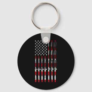 Fishing Pole American Usa Flag Patriotic Fishing G Key Ring