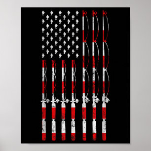 Fishing Pole American Usa Flag Patriotic Fishing G Poster