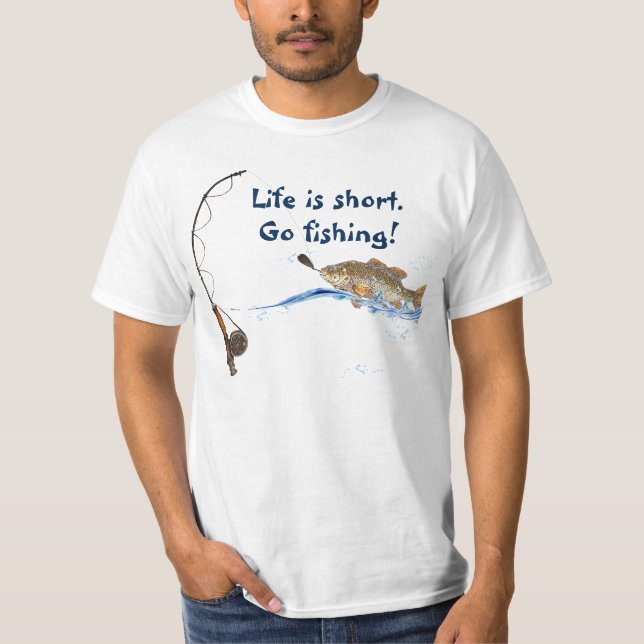 fishing pole with fish in water T-Shirt (Front)