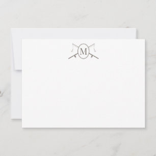 Fishing Poles Crossed Monogram Flat Note Card