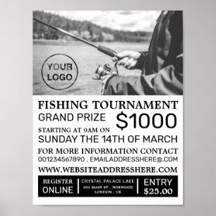 Fishing Portrait, Fishing Tournament Event Advert Poster