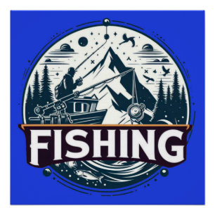 Fishing poster postcard