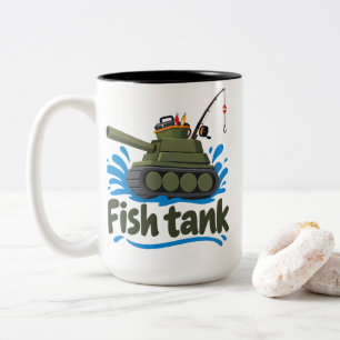 Fishing Pun "Fish Tank" Angler Joke Two-Tone Coffee Mug