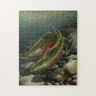 Fishing Puzzle Personalised Wild Salmon Art Puzzle
