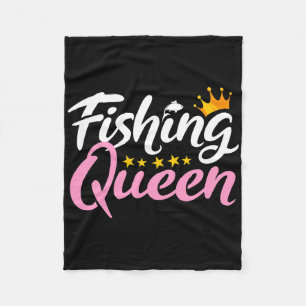 Fishing Queen Funny Fisherman Aquatic Enthusiast W Fleece Blanket