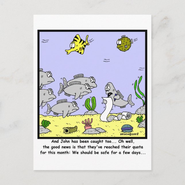 Fishing Quota: Fish cartoon Postcard (Front)