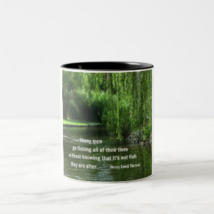 Fishing quote by H.D. Thoreau Two-Tone Coffee Mug
