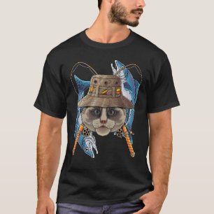 Fishing Ragdoll Outdoor Fisherman Cat Cute Fly Fis T-Shirt