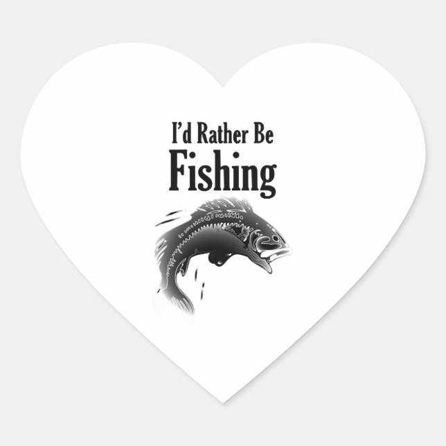 fishing rather be fish heart sticker (Front)
