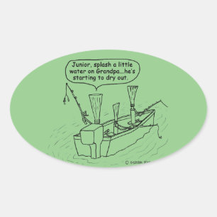 Fishing Reeds Oval Sticker