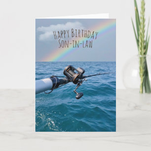Fishing Reel and Rainbow Birthday Card