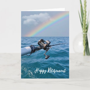 Fishing Reel and Rainbow Retirement Card