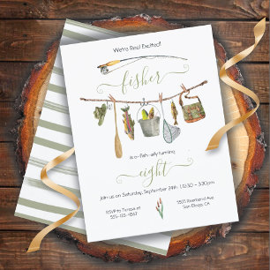 Fishing Reel Birthday Party Clothesline Invitation