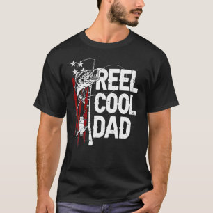 Fishing Reel Cool Dad Daddy Fisherman Usa Flag Fat T-Shirt