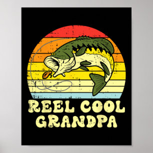 Fishing Reel Cool Grandpa B Fish Retro Grandfather Poster