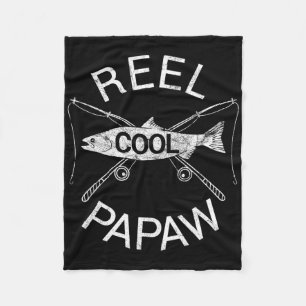 Fishing Reel Cool Papaw Papa Dad Gift Father's Day Fleece Blanket