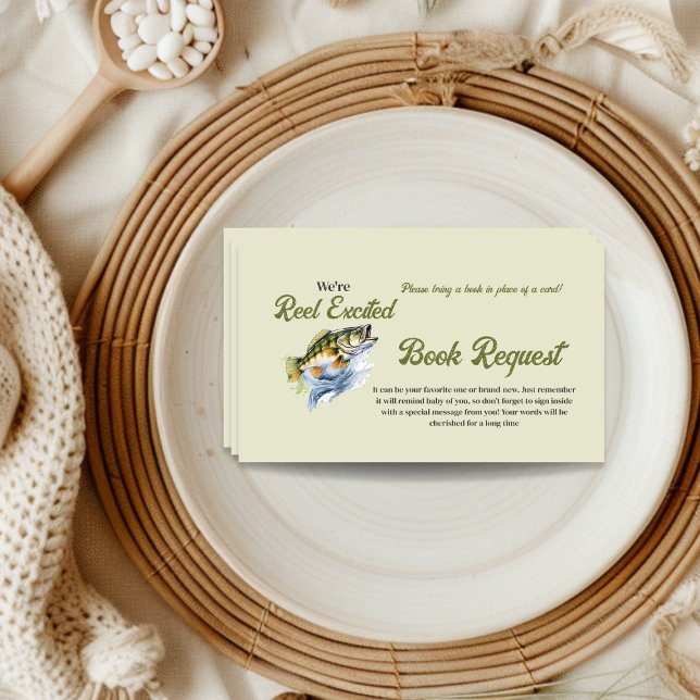 Fishing Reel Excited Baby Shower Book Request Enclosure Card (Creator Uploaded)