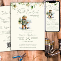 Fishing Reel Excited Boy Baby Shower QR Code