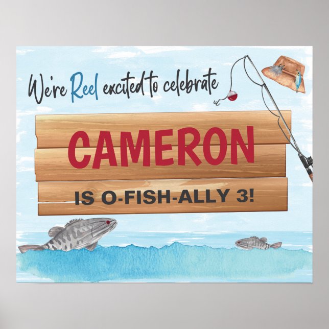 Fishing Reel in some fun, Any Age Birthday Party Poster (Front)