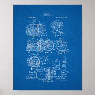 Fishing-reel Patent - Blueprint Poster