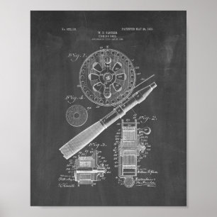 Fishing Reel Patent - Chalkboard Poster