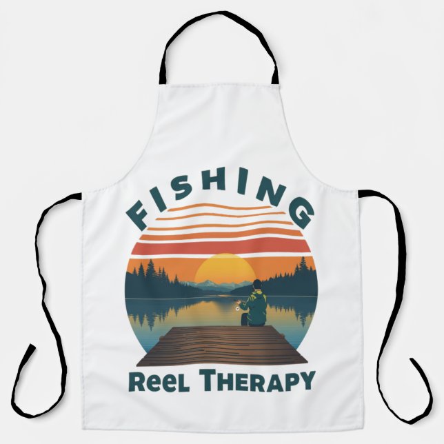 Fishing Reel Therapy Dad Apron (Front)