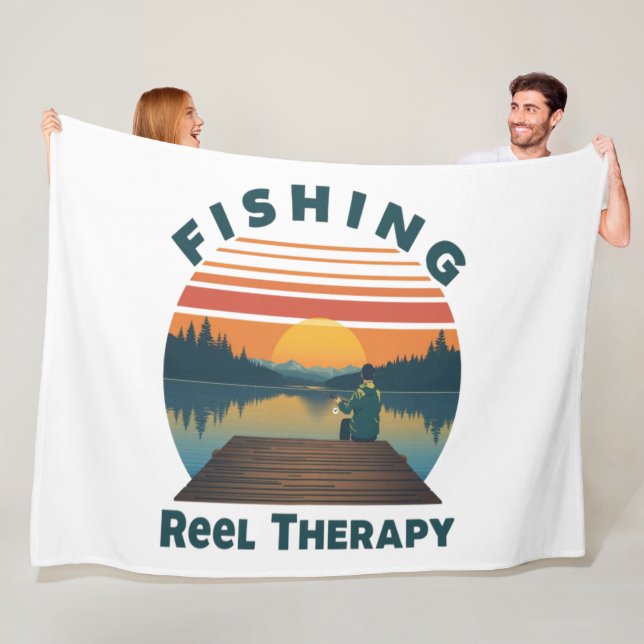 Fishing Reel Therapy Dad Fleece Blanket (In Situ)