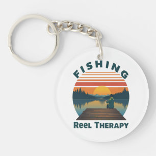 Fishing Reel Therapy Dad Key Ring