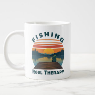 Fishing Reel Therapy Dad Large Coffee Mug