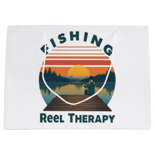 Fishing Reel Therapy Dad Large Gift Bag