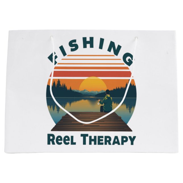 Fishing Reel Therapy Dad Large Gift Bag (Front)
